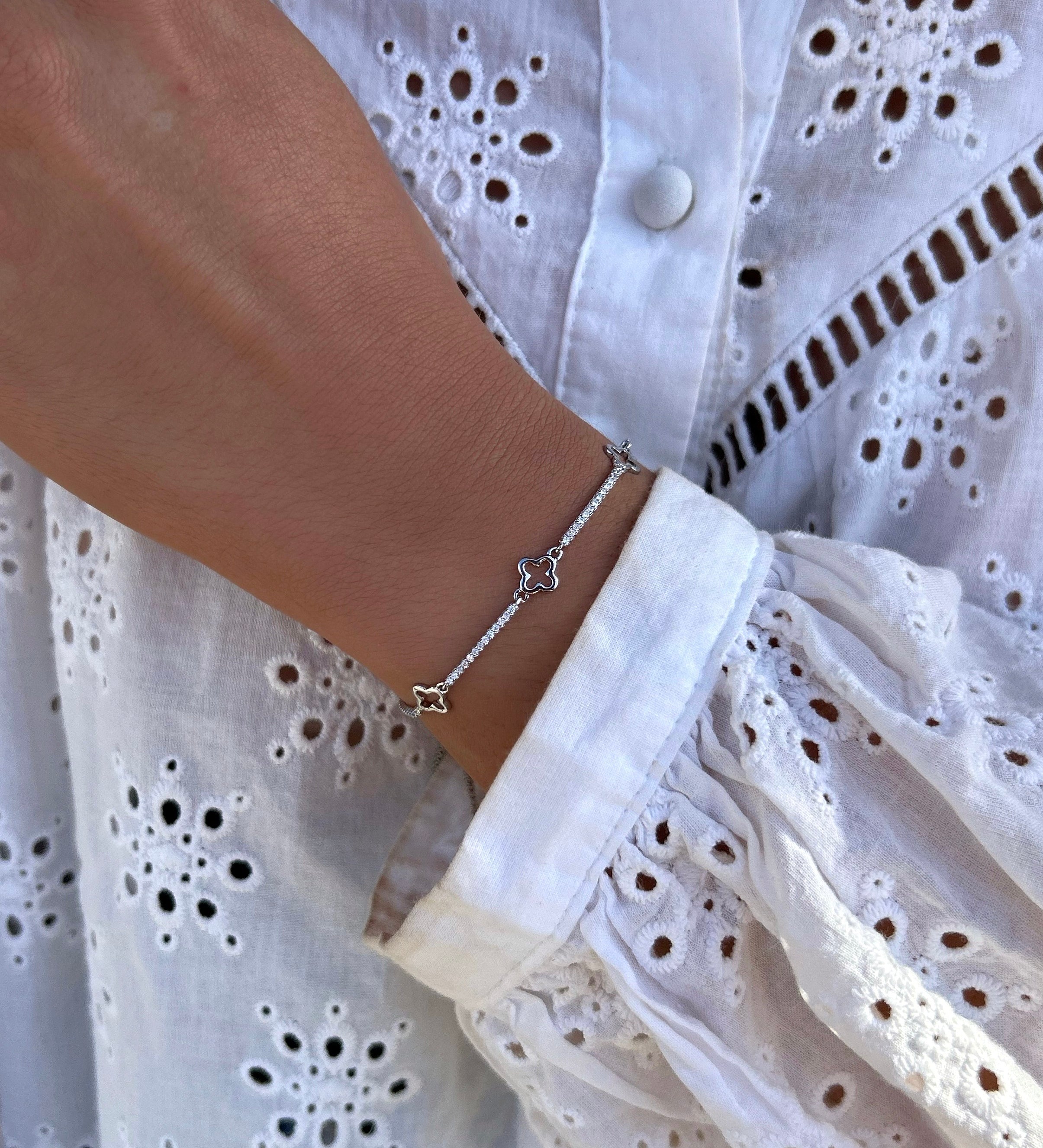 BRACELET TRÈFLE STRASS